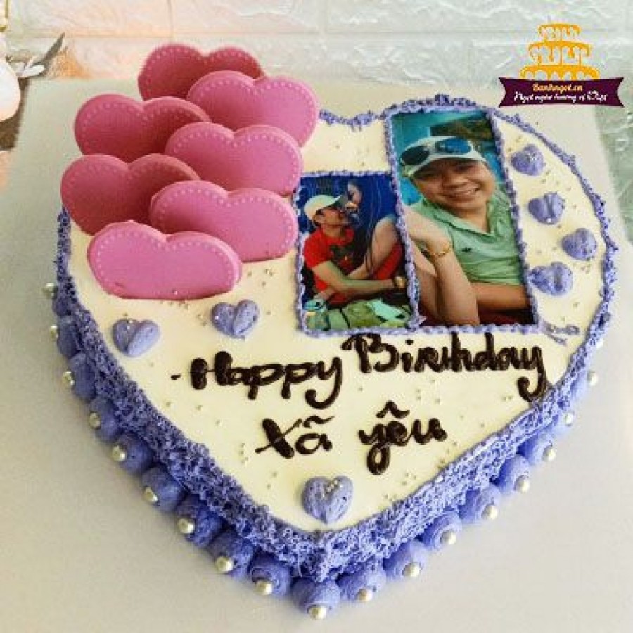 Bánh sinh nhật in ảnh hình trái tim tặng bạn gái