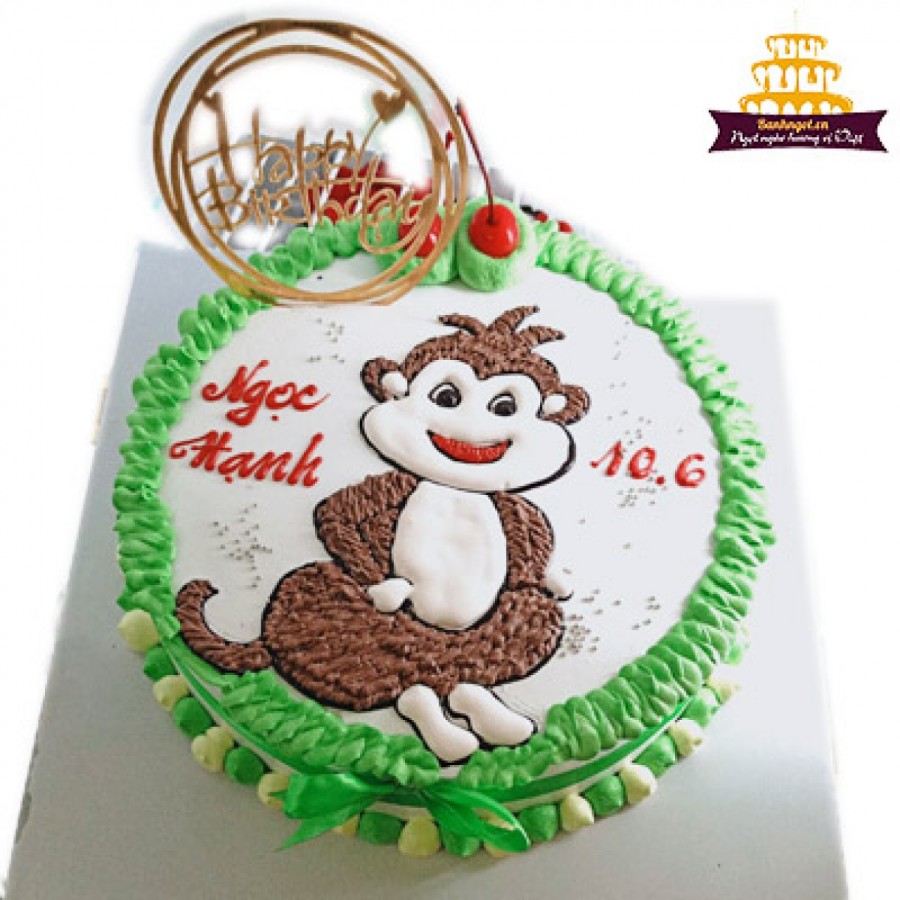 Bánh sinh nhật tuổi khỉ - Bánh sinh nhật 12 con giáp- Bánh sinh nhật tuổi  Thân- Hình ảnh bánh sinh nhật con khỉ