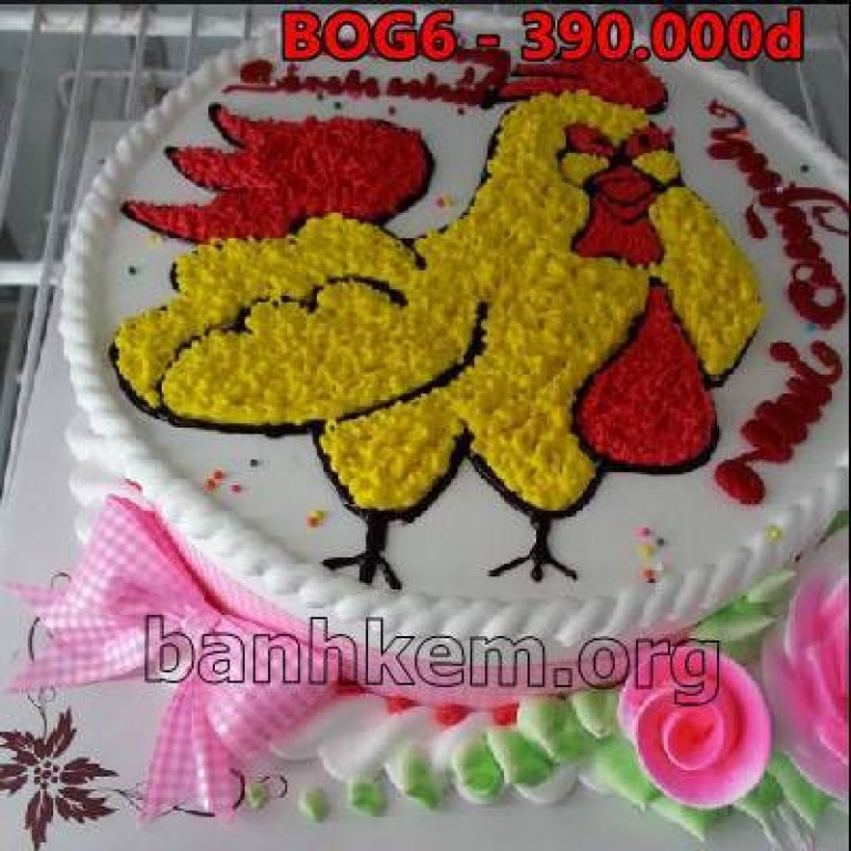 Bánh sinh nhật mặn vẽ hình gà con Happy birthday Minh Hiếu MS764 - Bánh  sinh nhật bông lan trứng muối Tp. HCM